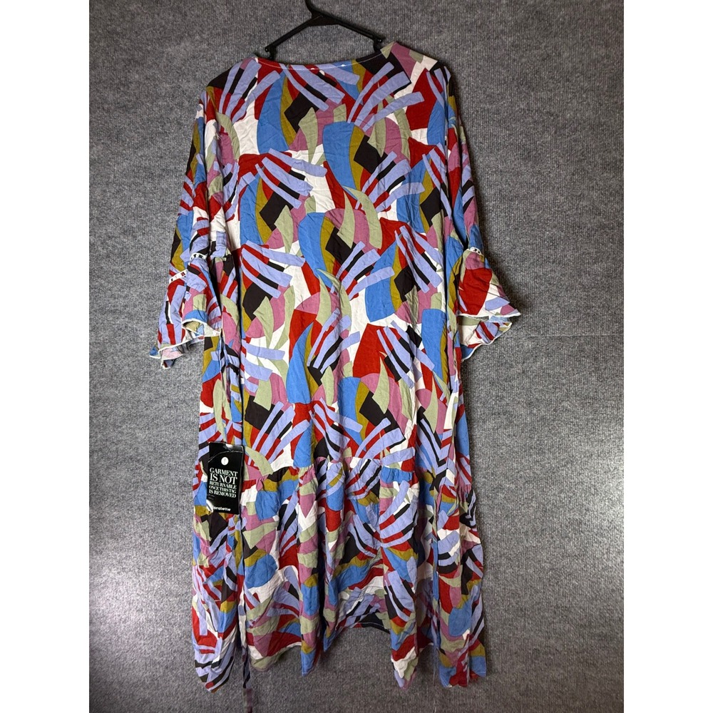 Loralette Valencia Mini Dress 18/20 Artistic Flair Abstract Multi V-Neck NWT